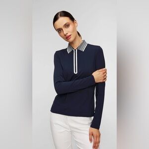 G/FORE Featherweight Silky Tech Nylon Quarter Zip LS Golf Polo Shirt, Size M